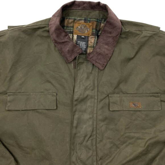Dickies Green Waxed Cotton Flannel Lined Winter Waterproof Jacket Men's 3XL NEW - Picture 2 of 11
